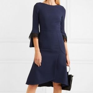 Roland Mouret Ulverston Macrame Lace-Trimmed Wool-Crepe Dress Net A Porter